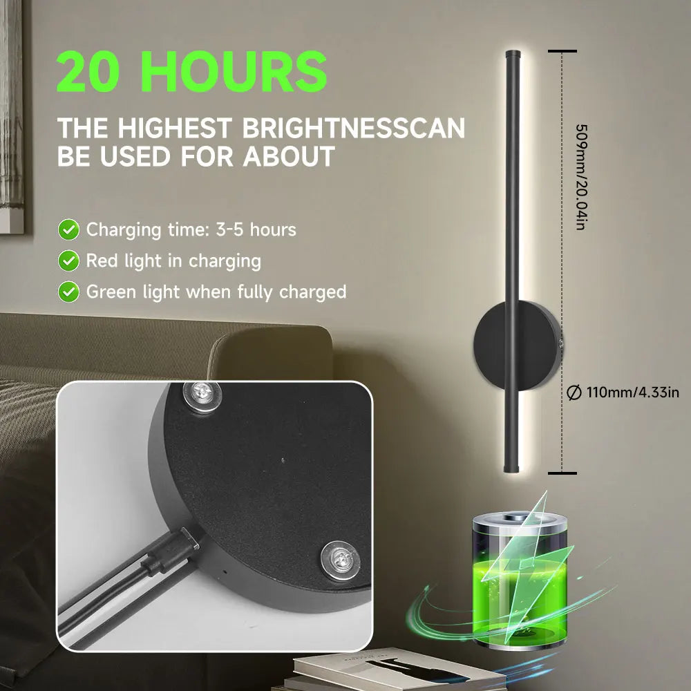 Rechargeable 50cm Wireless LED Wall Sconce