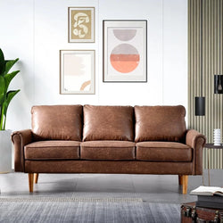 Mid-Century Suede Sofa