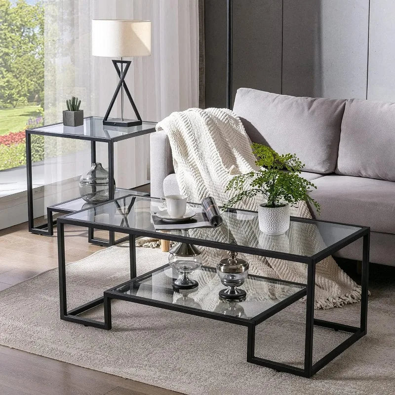 Brass Gleam Glass Coffee Table