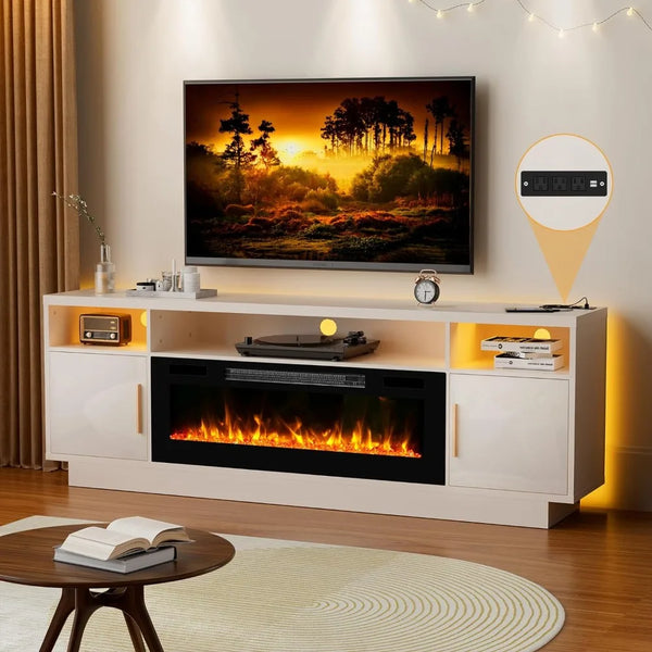 LuminaFlame 70" TV Stand with Fireplace