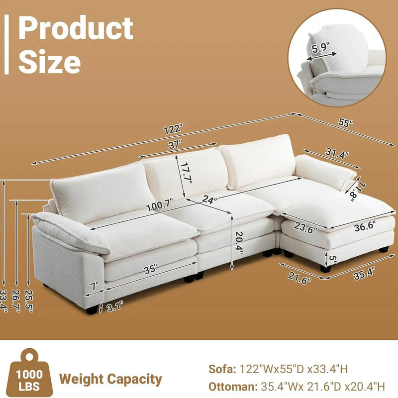 Elegant White Convertible Sofa