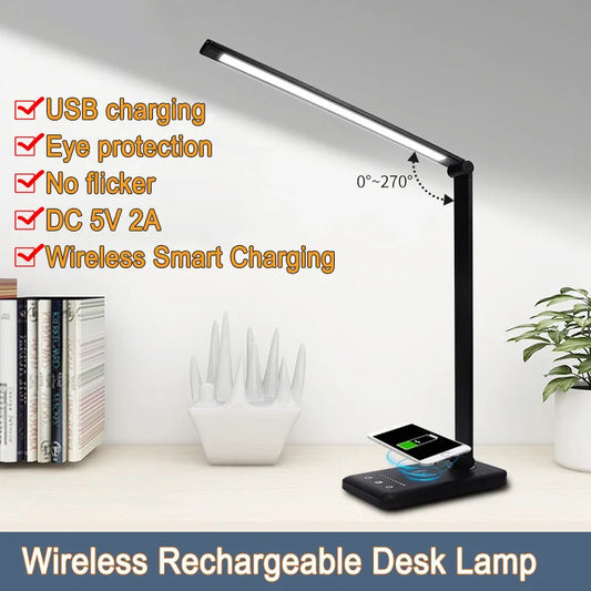LED Smart USB Rechargeable Desk Lamp – Touch Control Folding Portable Table Light for Study, Office & Bedroom