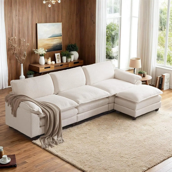 CloudTeddy Ultra-Comfy L-Shaped Chenille Sectional