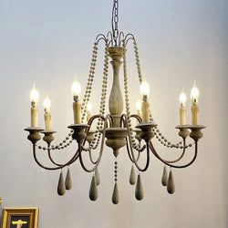 Vintage Wood Bead Chandelier