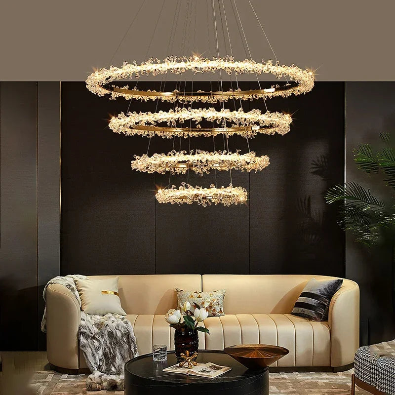 Indoor Crystal Floral Wreath Chandelier