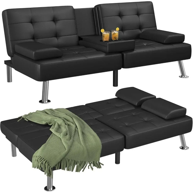 Modern Folding Futon with Cup Holders