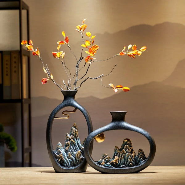 Mountain Scenery Resin Vase