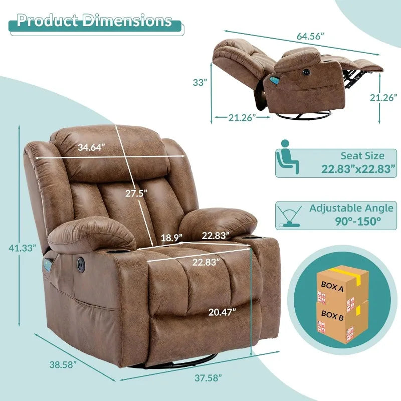 SerenityPlus Massage Swivel Rocker Recliner