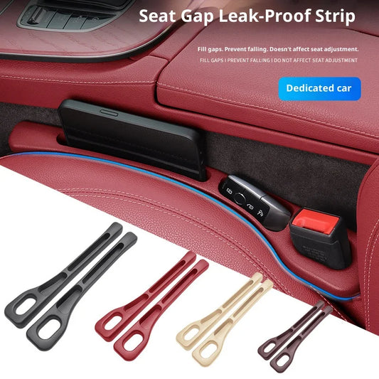 Car seat gap leak-proof strip with additional clips on a white background