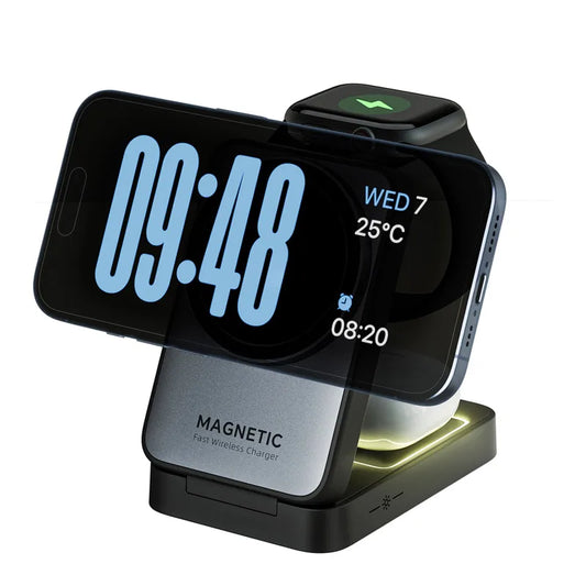 MagFold TrioDock — 3-in-1 Magnetic Charging Stand