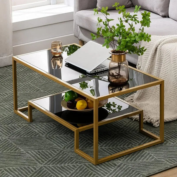 Brass Gleam Glass Coffee Table