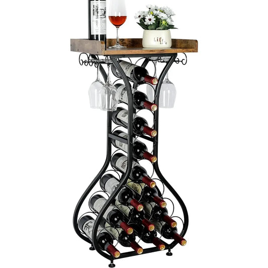 Rustic wood and metal bar table