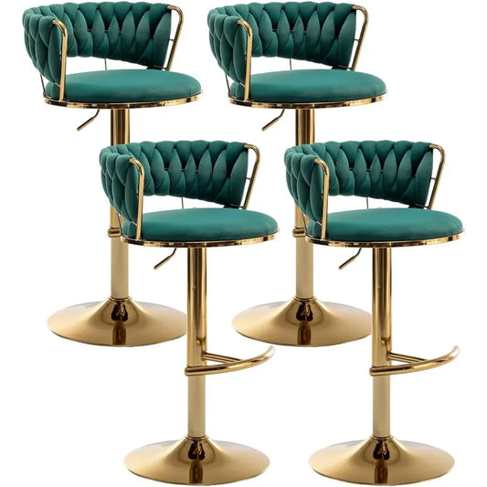 Regal Velvet Gold Bar Stool Set