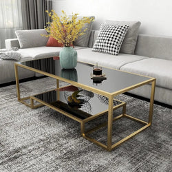 Brass Gleam Glass Coffee Table