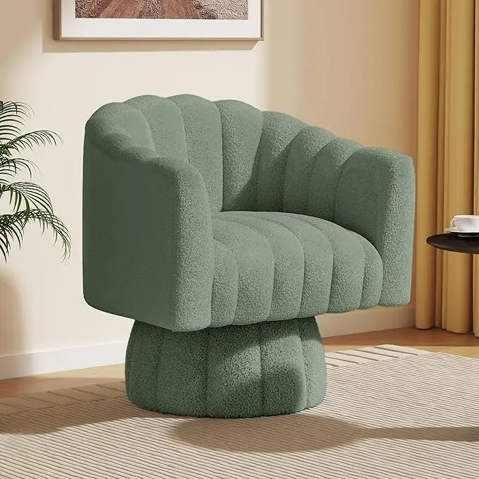 Comfortable and stylish velvet armchair with 360-degree swivel feature