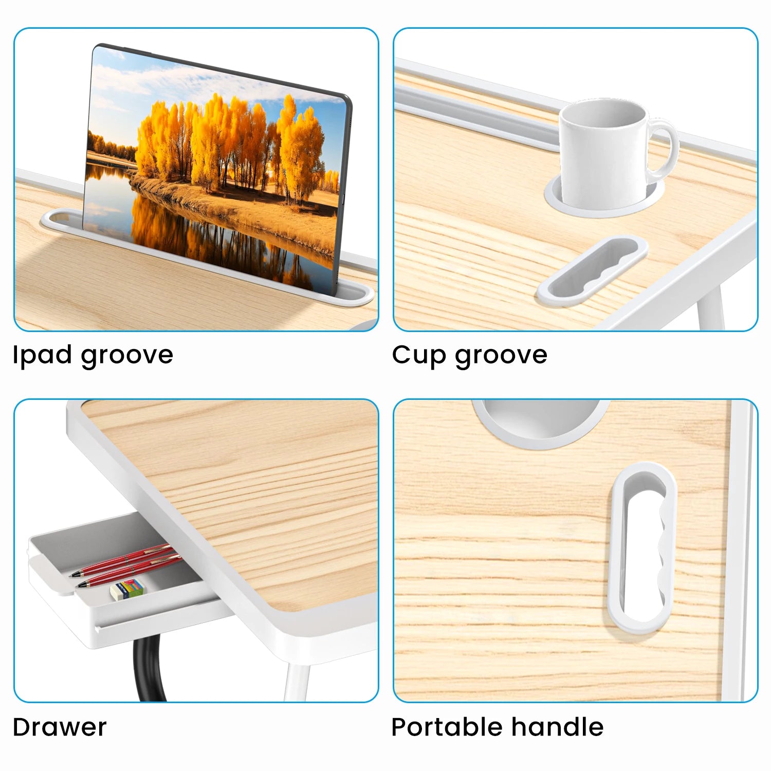 folding lap desk table | bed laptop desk | portable lap table | wooden bed tray table | sofa laptop desk | extra large lap desk | study lap table | bed tray with cup holder | portable laptop table | foldable desk table | RestDesk Folding Lap Table