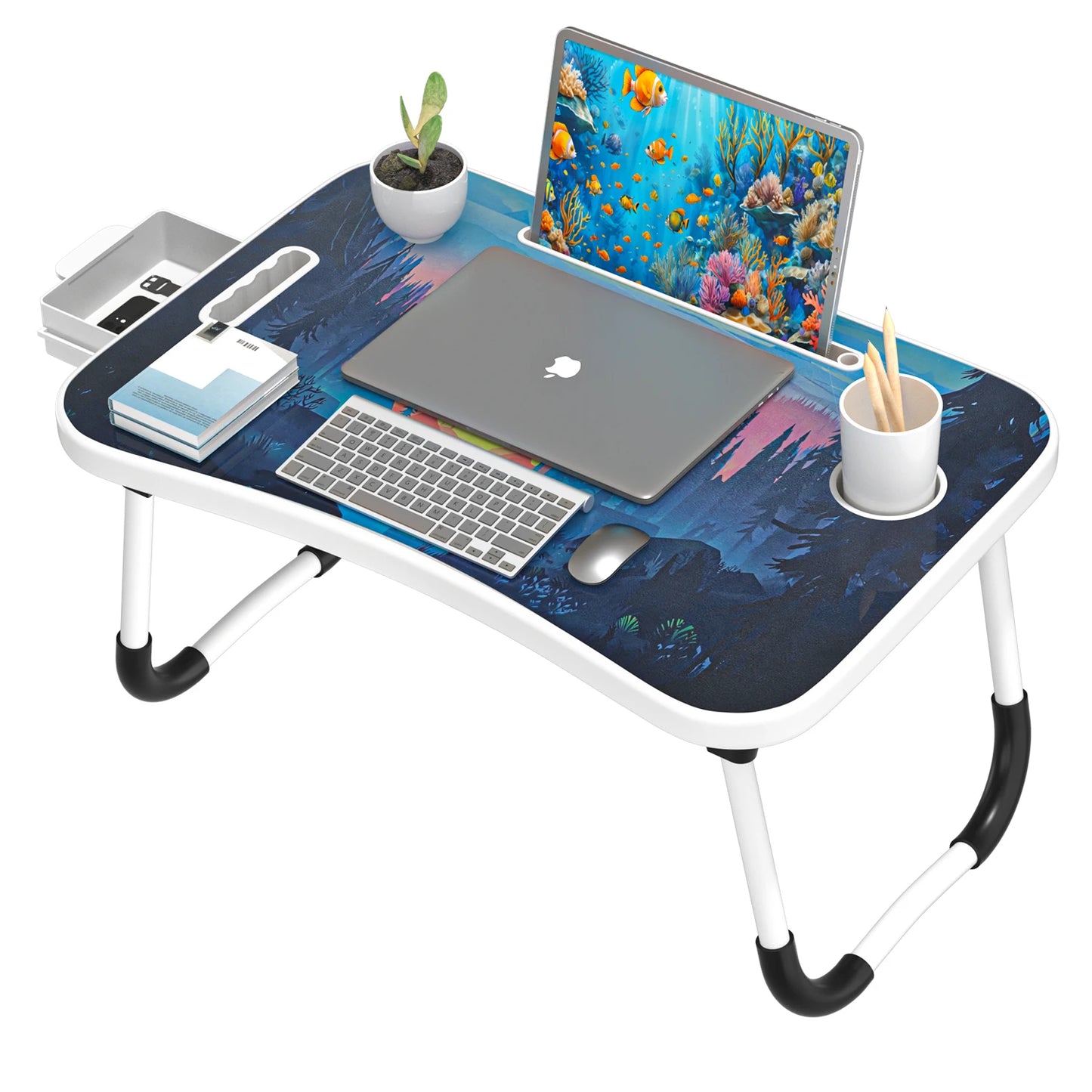 folding lap desk table | bed laptop desk | portable lap table | wooden bed tray table | sofa laptop desk | extra large lap desk | study lap table | bed tray with cup holder | portable laptop table | foldable desk table | RestDesk Folding Lap Table